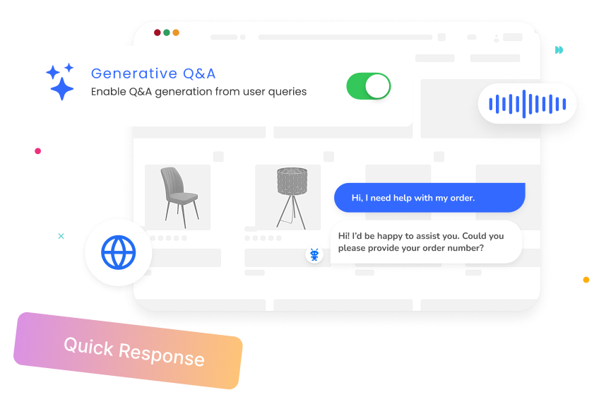 Generative Q&A enabling quick chatbot responses on an e-commerce site.